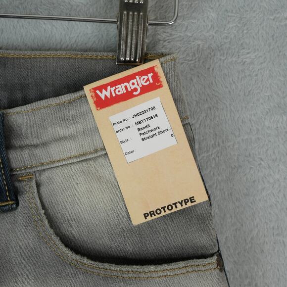 Wrangler Shorts Boys 25x10.5 Patchwork Bandit Prototype Straight Leg Adjustable - Picture 3 of 11